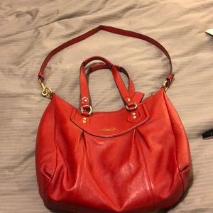 Large red leather bag